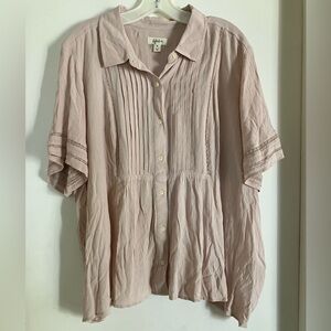Style & Co Light Pink Button-Up Blouse